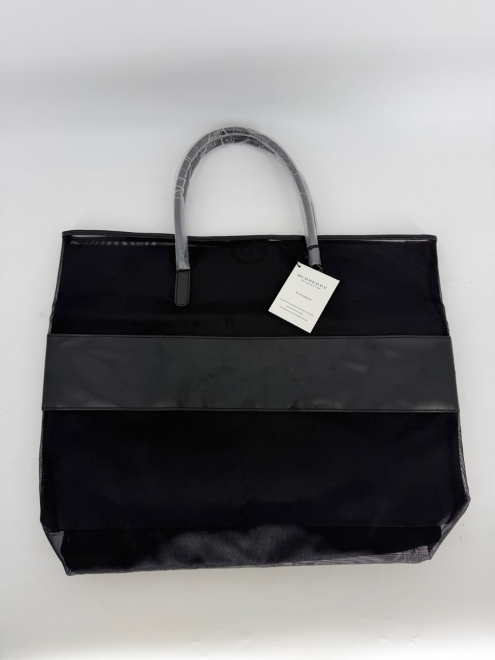 New Burberry Fragrance Mesh Nylon Black Large Handbag - Picture 2 of 7